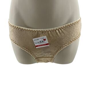 Vintage Lovable Beige Lace Panty Stretch Shiny Large